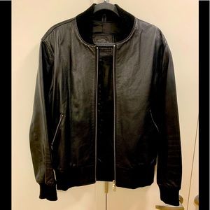 Black Leather Bomber Jacket